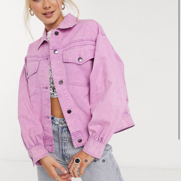pink denim jacket asos